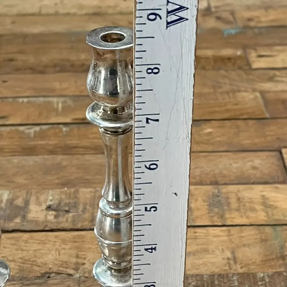 Silver-Plated Fluted Candleholders Set of 2 8.5